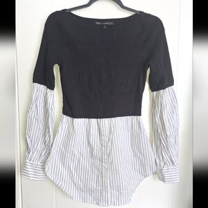 White House Black Market Women's Black and White Blouse Sz S